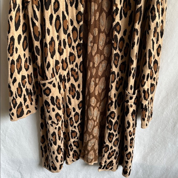Chico's animal print long open-front knit cardigan sweater jacket, size 3 (XL) - Picture 3 of 8